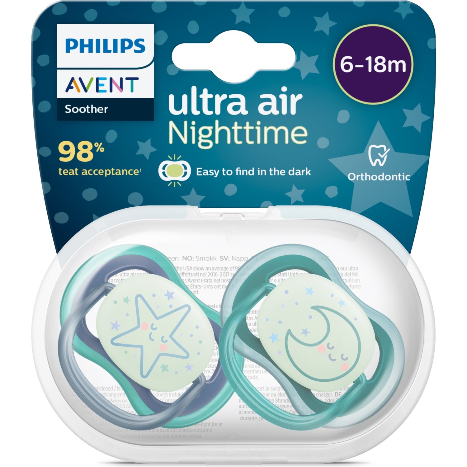 Philips Avent SCF376/13 Ultra Air Gece 2'li Emzik 6-18 Ay Erkek 