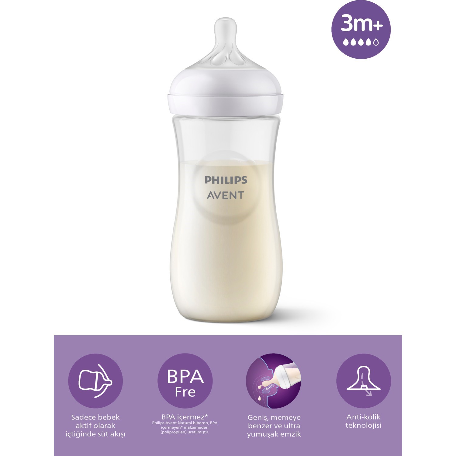 Philips Avent SCY906/01 Natural Response PP Biberon 330 ml 3+ Ay 