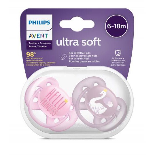 Philips Avent SCF223/02 Desenli Ultrasoft Emzik Kız 6-18 Ay 2'li 