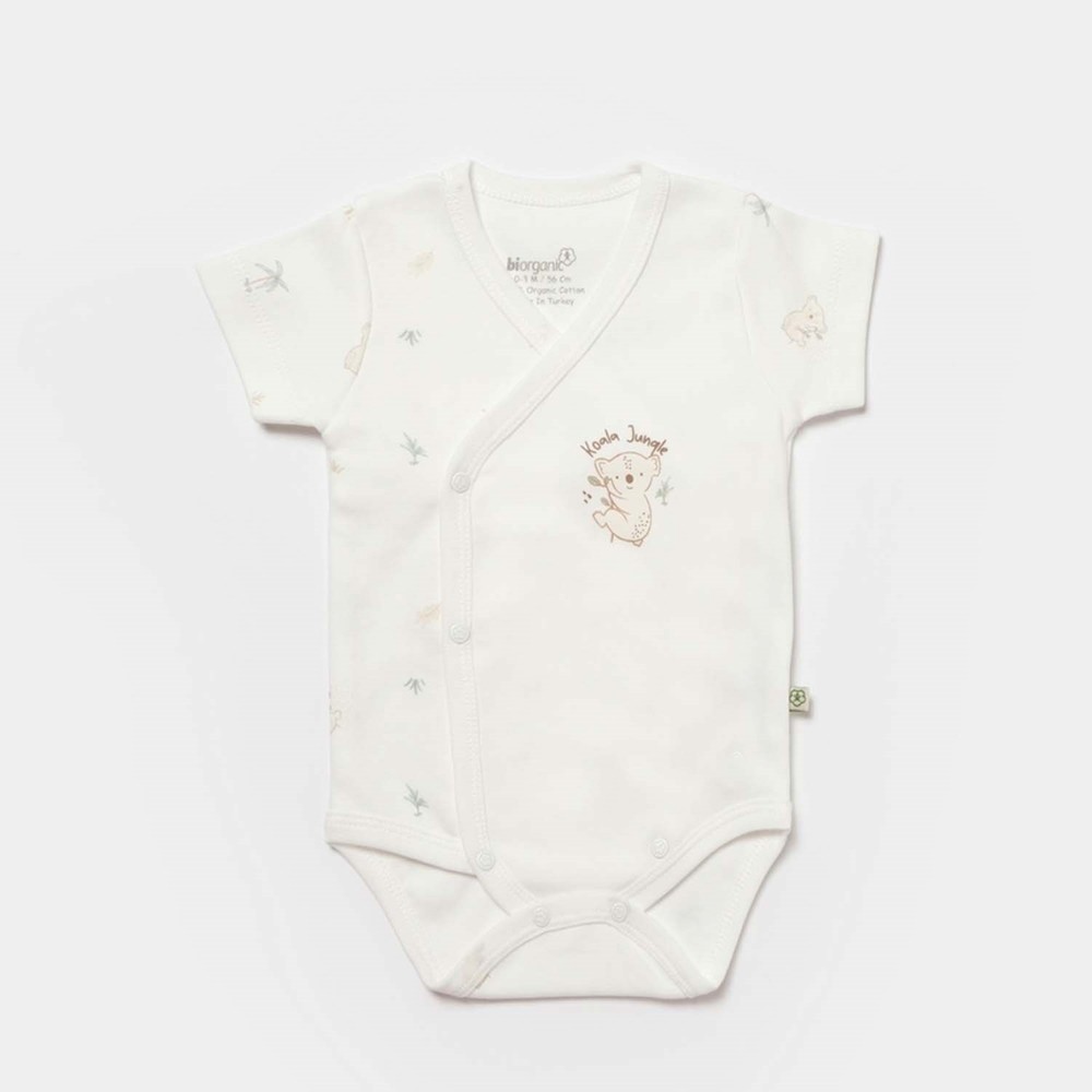 Bibaby Bi Organik Koala Jungle Side Snap Kısa Kollu Badi Mint