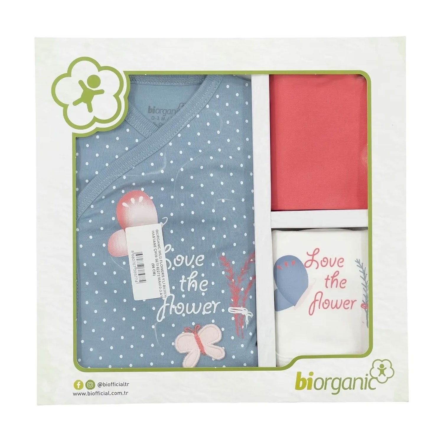 Bibaby Biorganik Wild Flowers 5li Hastane Çıkışı Spring Blue