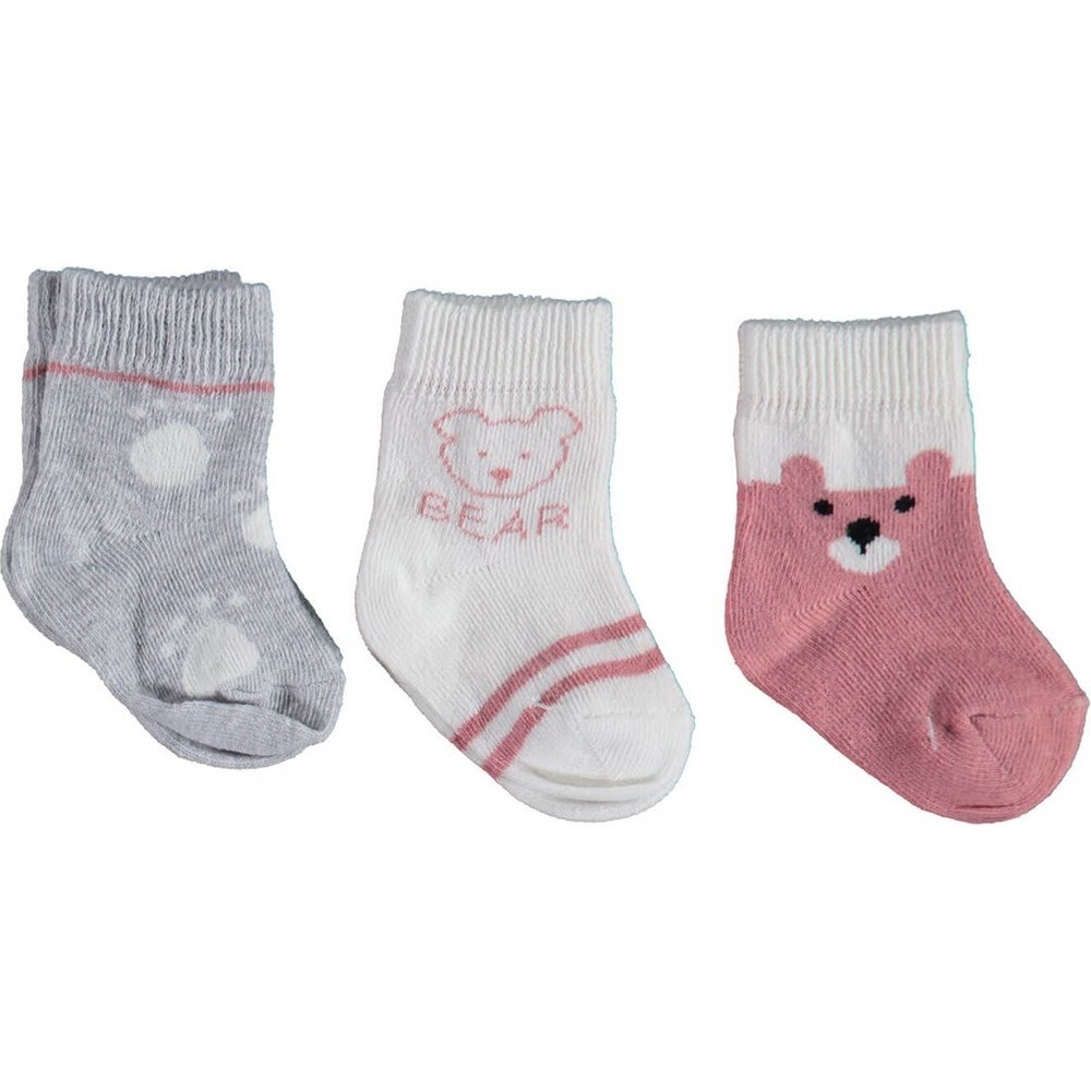 Bibaby Bear Kız 3lü Çorap Gül Kurusu