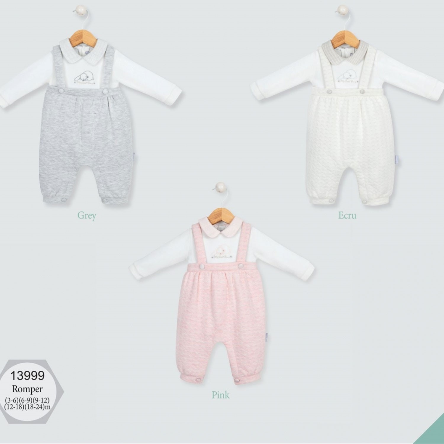 Babydola Bebe Yaka Salopet Tavşanlı Tulum Ekru