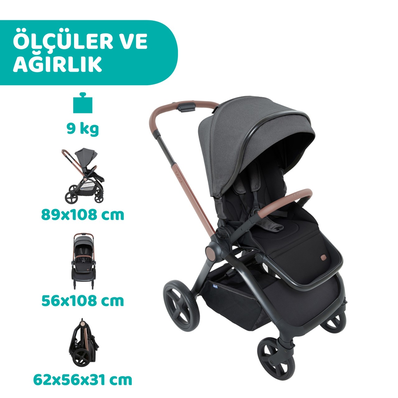 Chicco Mysa Bebek Arabası Black Satın