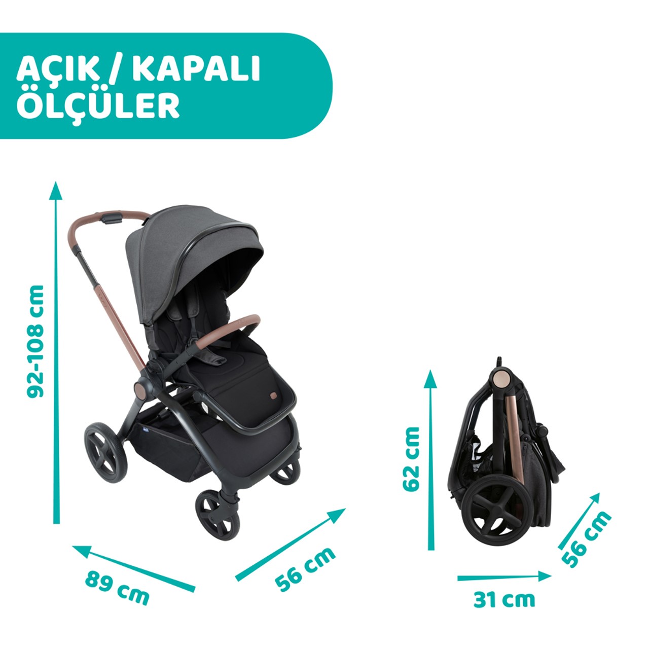 Chicco Mysa Bebek Arabası Black Satın