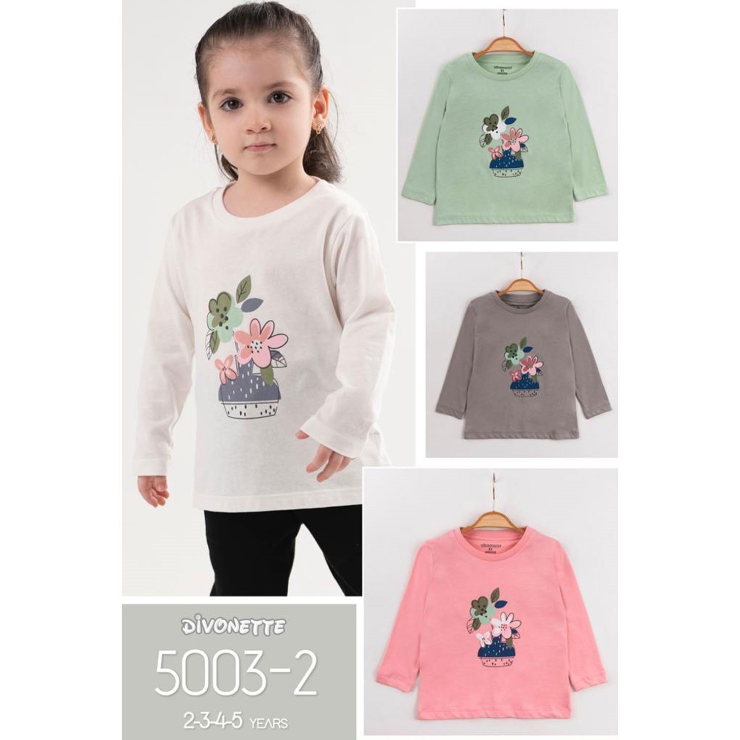 Divonette Çiçek Baskılı Sweatshirt Yeşil