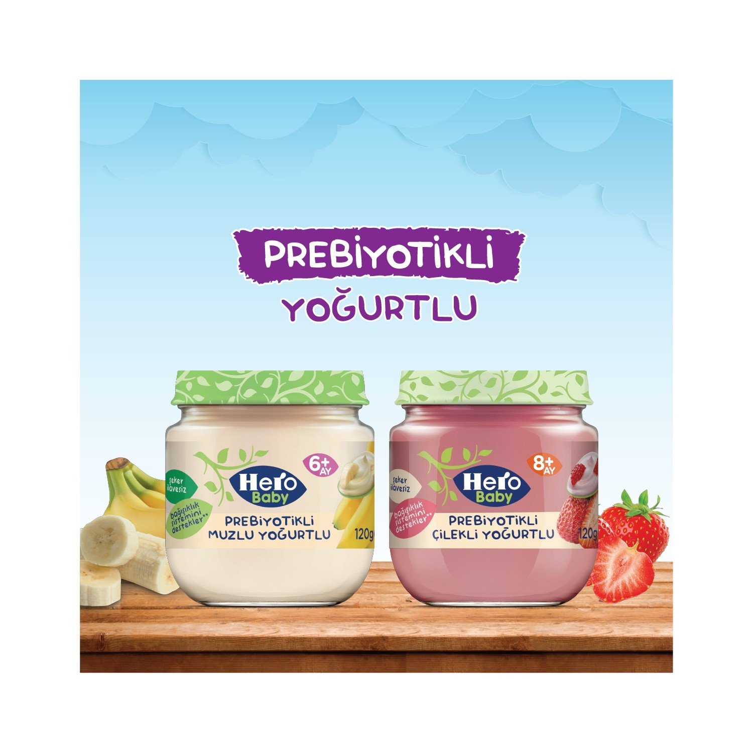 Hero Baby Prebiyotikli Çilekli Yoğurt Kavanoz Maması 120 Gr 