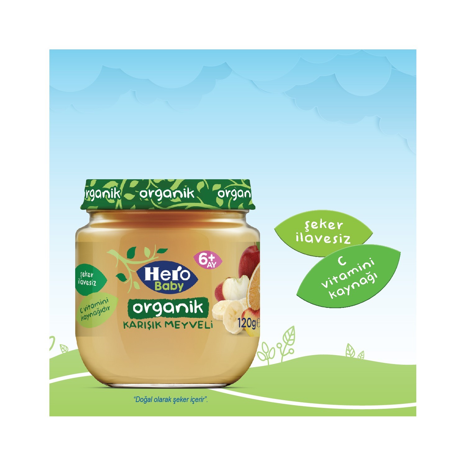 Hero Baby Organik Karışık Meyveli Kavanoz Maması 120 Gr 