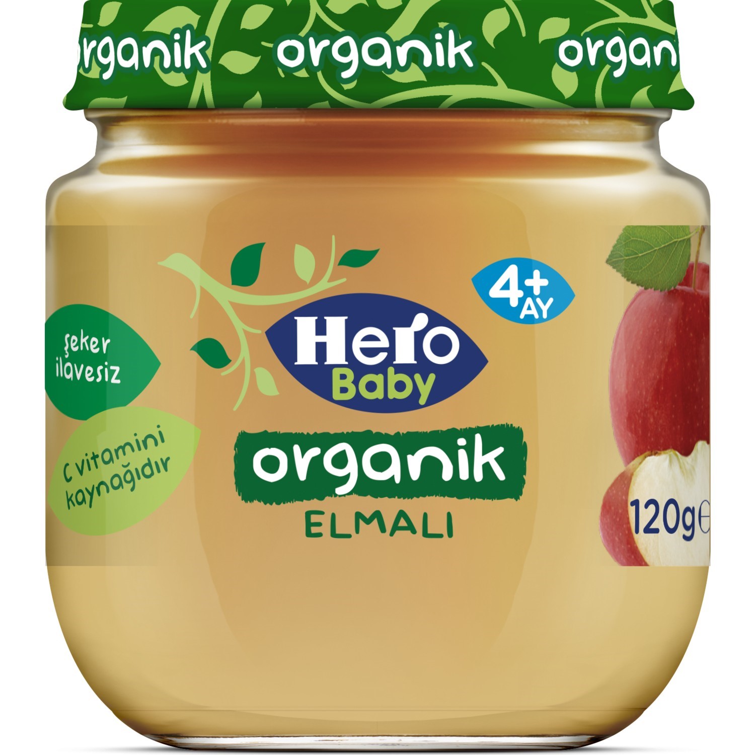 Hero Baby Organik Elmalı Kavanoz Maması 120 Gr 