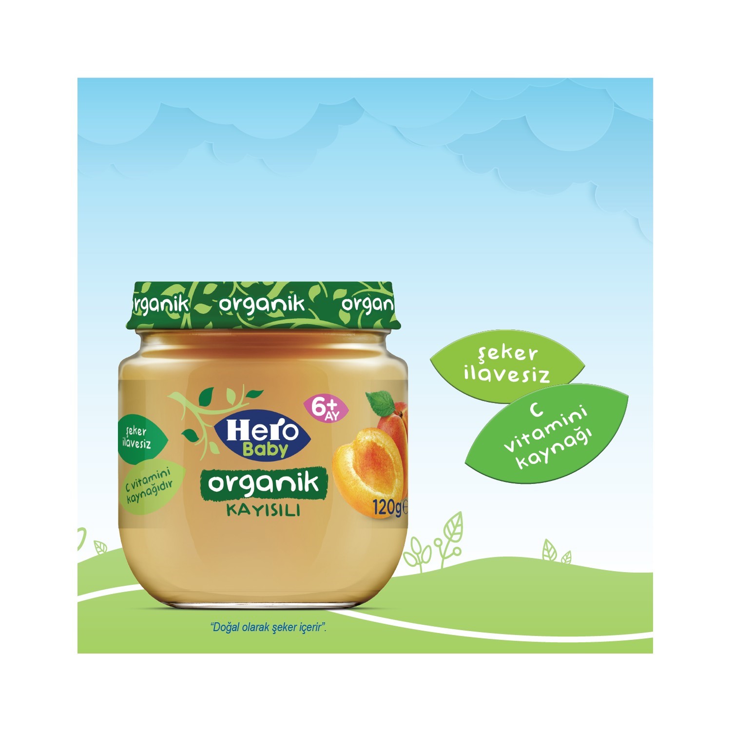 Hero Baby Organik Kayısılı Kavanoz Maması 120 Gr 