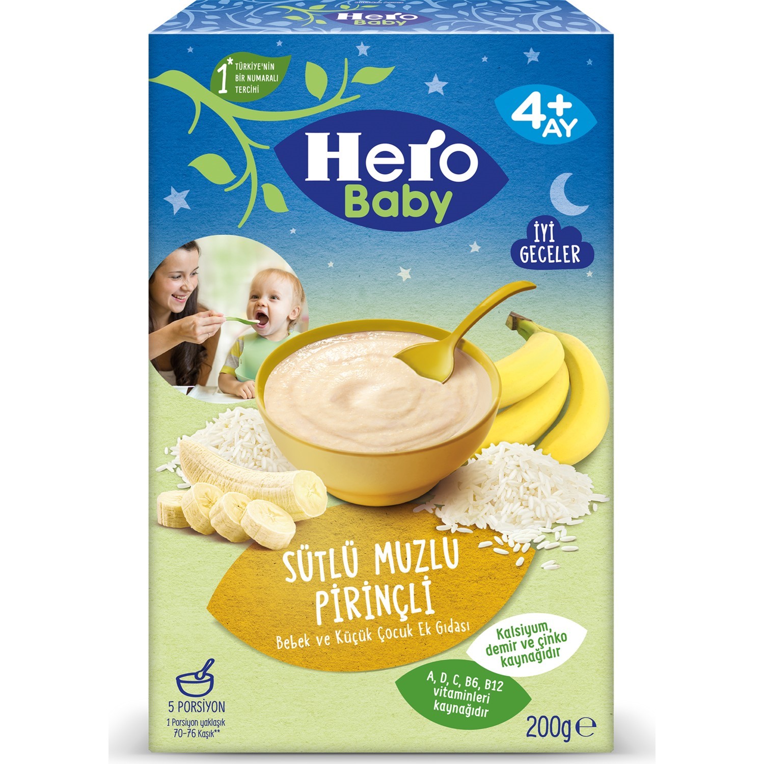 Hero Baby Sütlü Muzlu Pirinçli Gece Kaşık Maması 200 Gr 