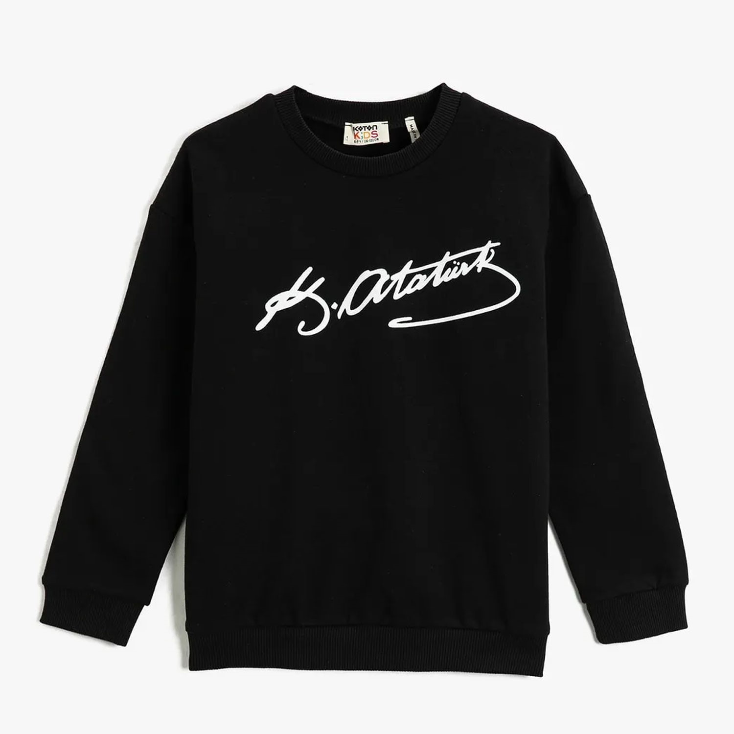 Koton Kids Atatürk İmza Baskılı Sweatshirt Siyah