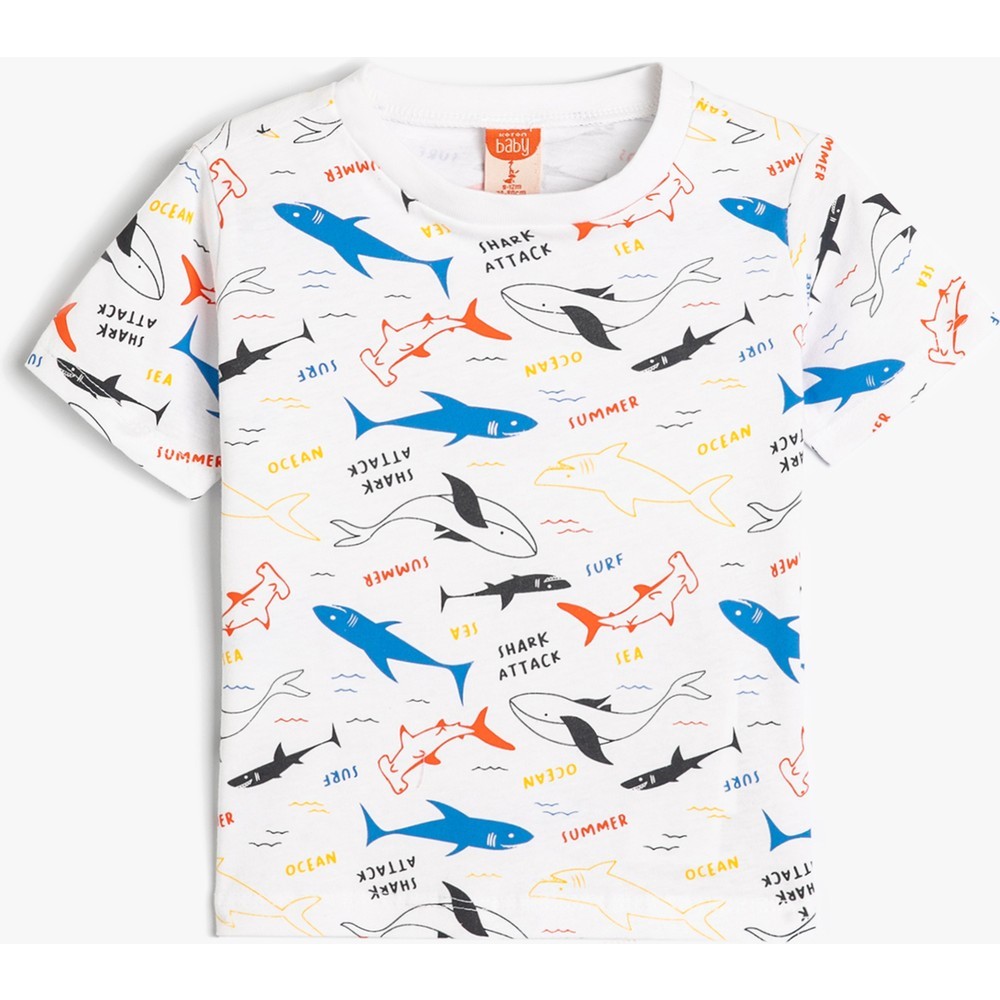 Koton Kids Shark Attack TShirt Ekru