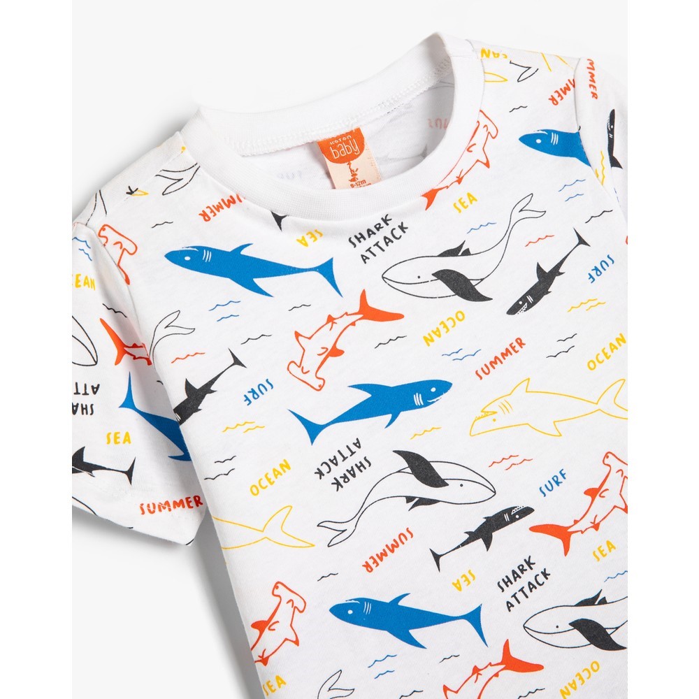 Koton Kids Shark Attack TShirt Ekru