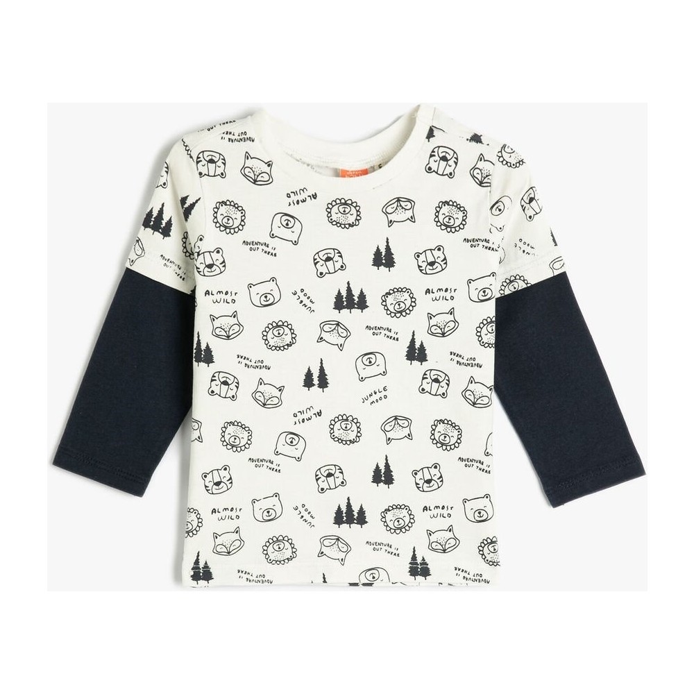 Koton Kids Desenli Sweatshirt Ekru Desenli