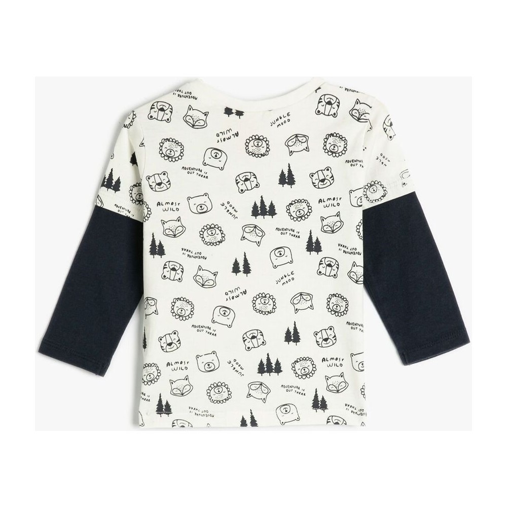 Koton Kids Desenli Sweatshirt Ekru Desenli