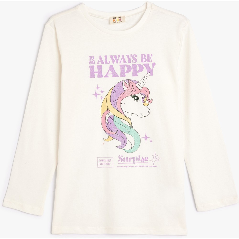 Koton Kids Always Happy Sweatshirt Ekru