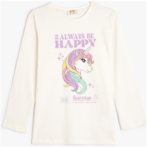 Koton Kids Always Happy Sweatshirt Ekru