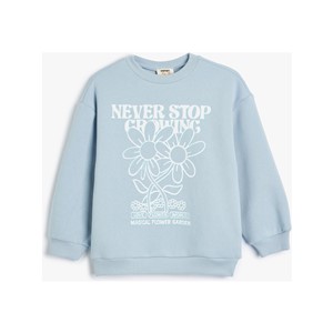 Koton Kids Stop Baskılı Sweatshirt Mavi