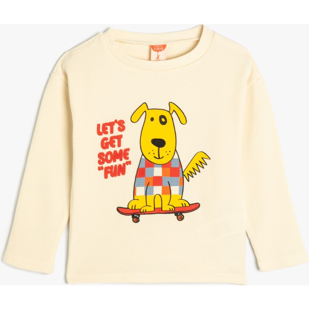 Koton Kids Kaykaylı Köpek Sweatshirt Ekru