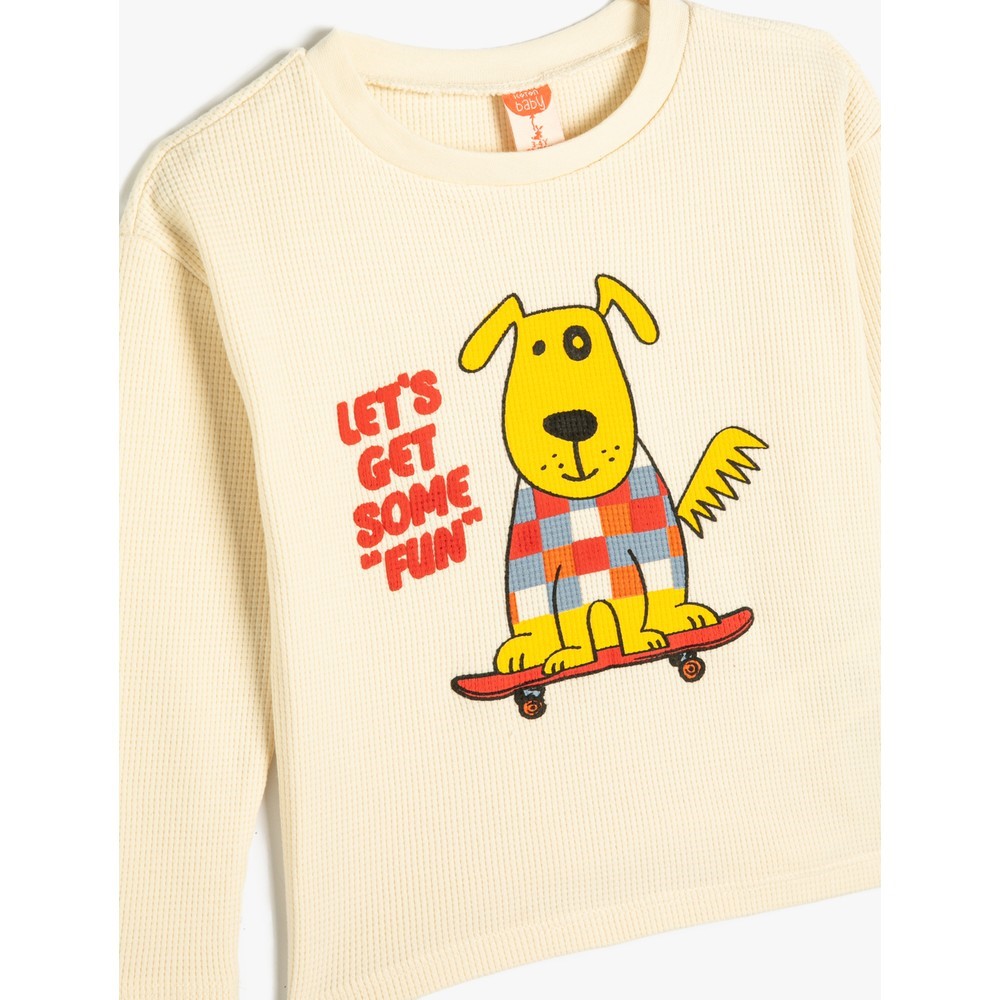 Koton Kids Kaykaylı Köpek Sweatshirt Ekru