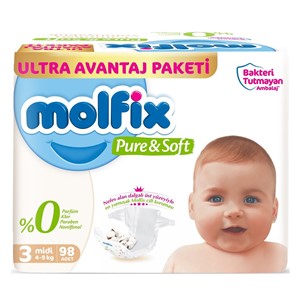 Molfix Pure&Soft Ultra Avantaj Paketi Midi (3 Beden) 98 Adet