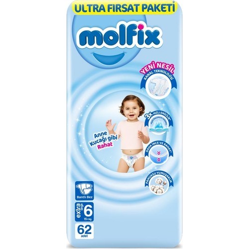 Molfix 3D Ultra Fırsat Paketi Extra Large (6 Beden) 62 Adet 