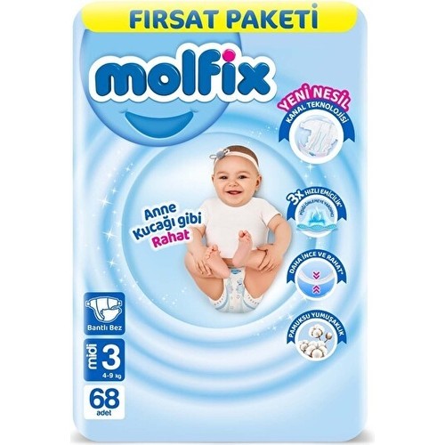 Molfix 3D Fırsat Paketi Midi (3 Beden) 68 Adet 