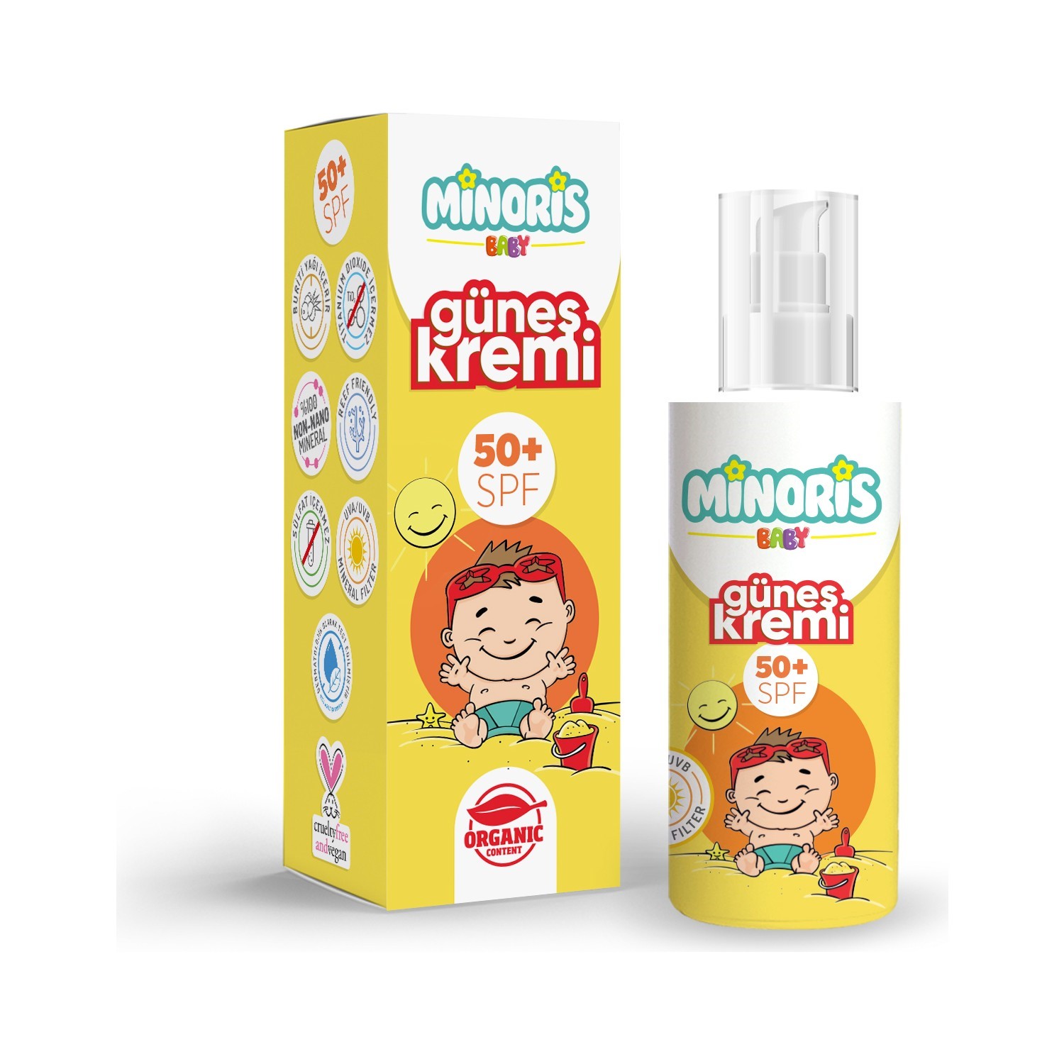 Minoris Baby Organik Güneş Koruyucu Kremi 50 spf 150 gr 