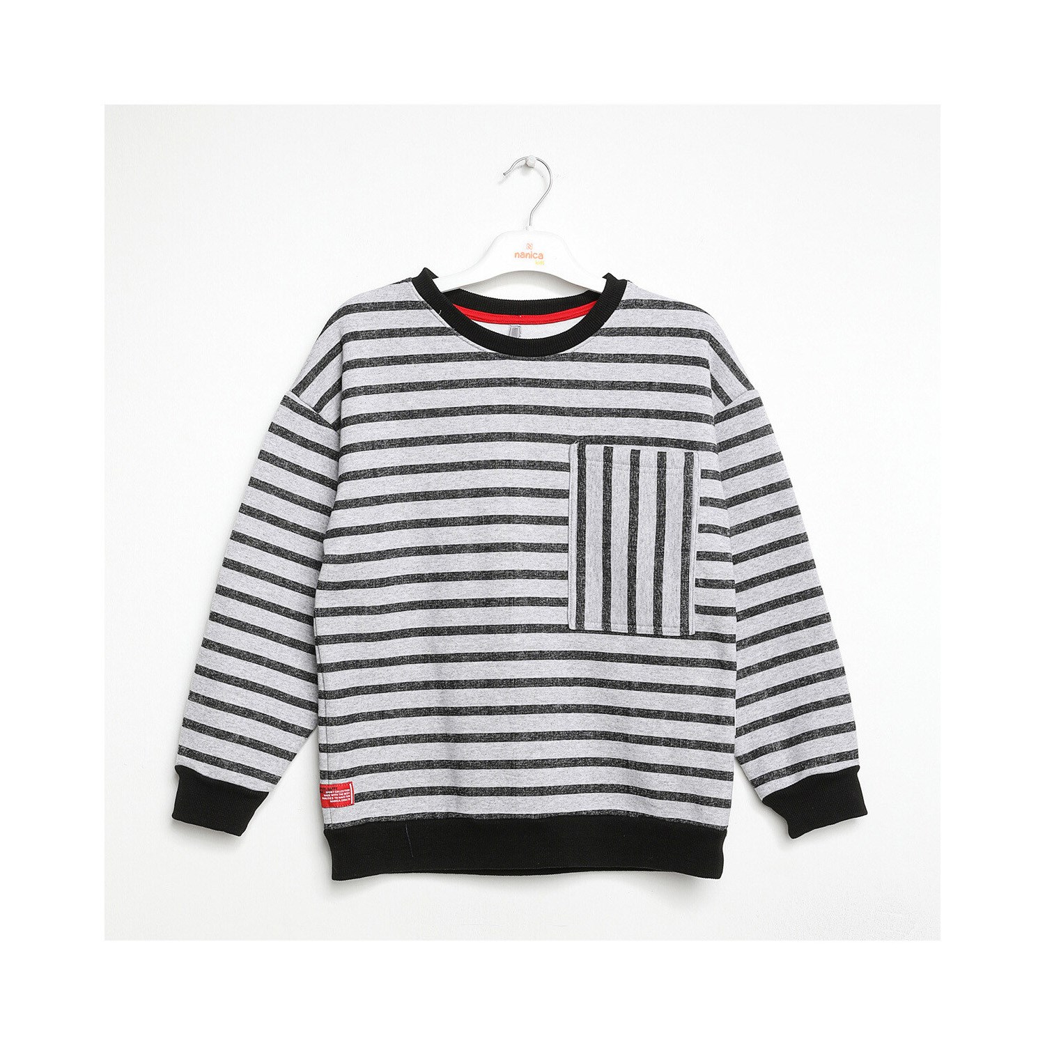 Nanica Kids Çizgili Cepli Sweatshirt Lacivert