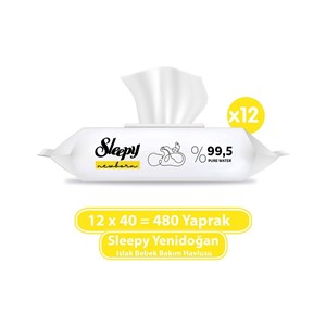 Sleepy Yenidoğan Islak Bebek Havlusu 12x40lı