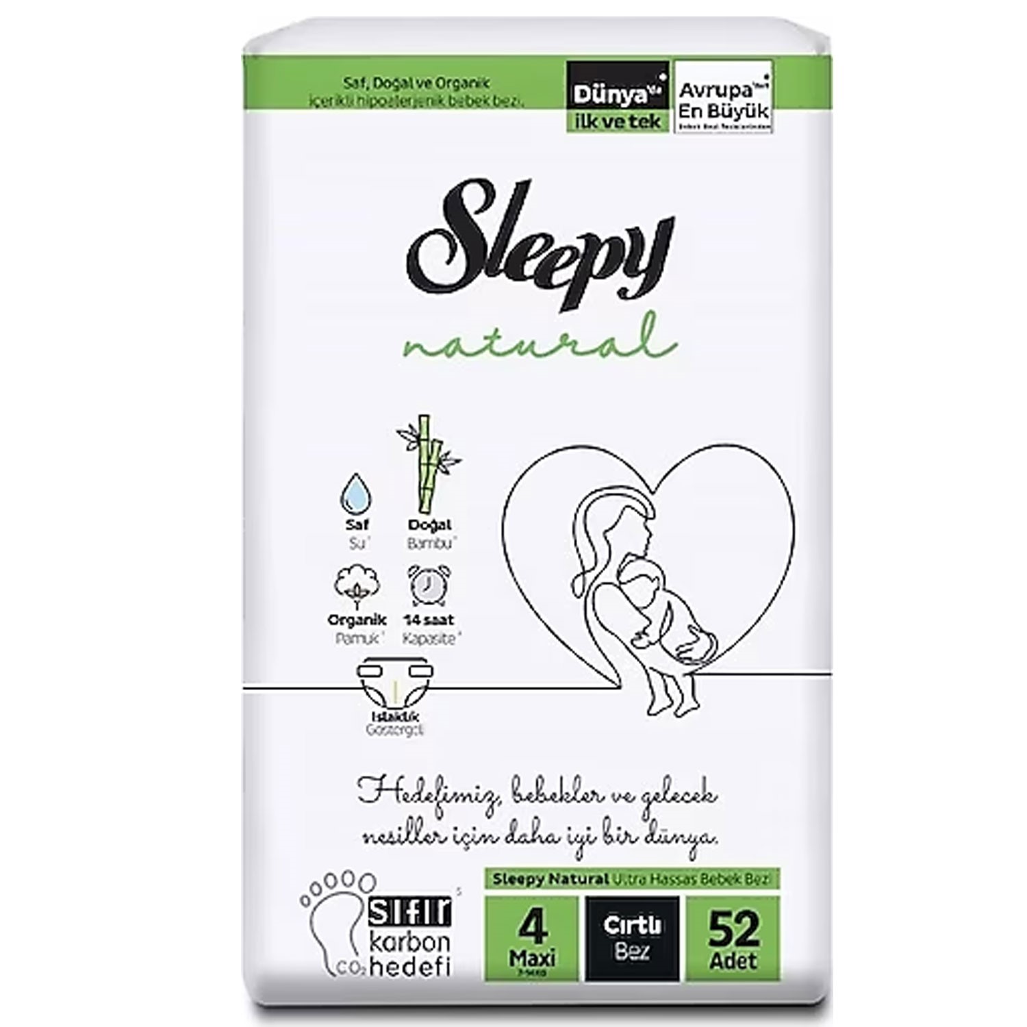 Sleepy İkili Natural Cırtlı Bez Midi No:4 52 li 