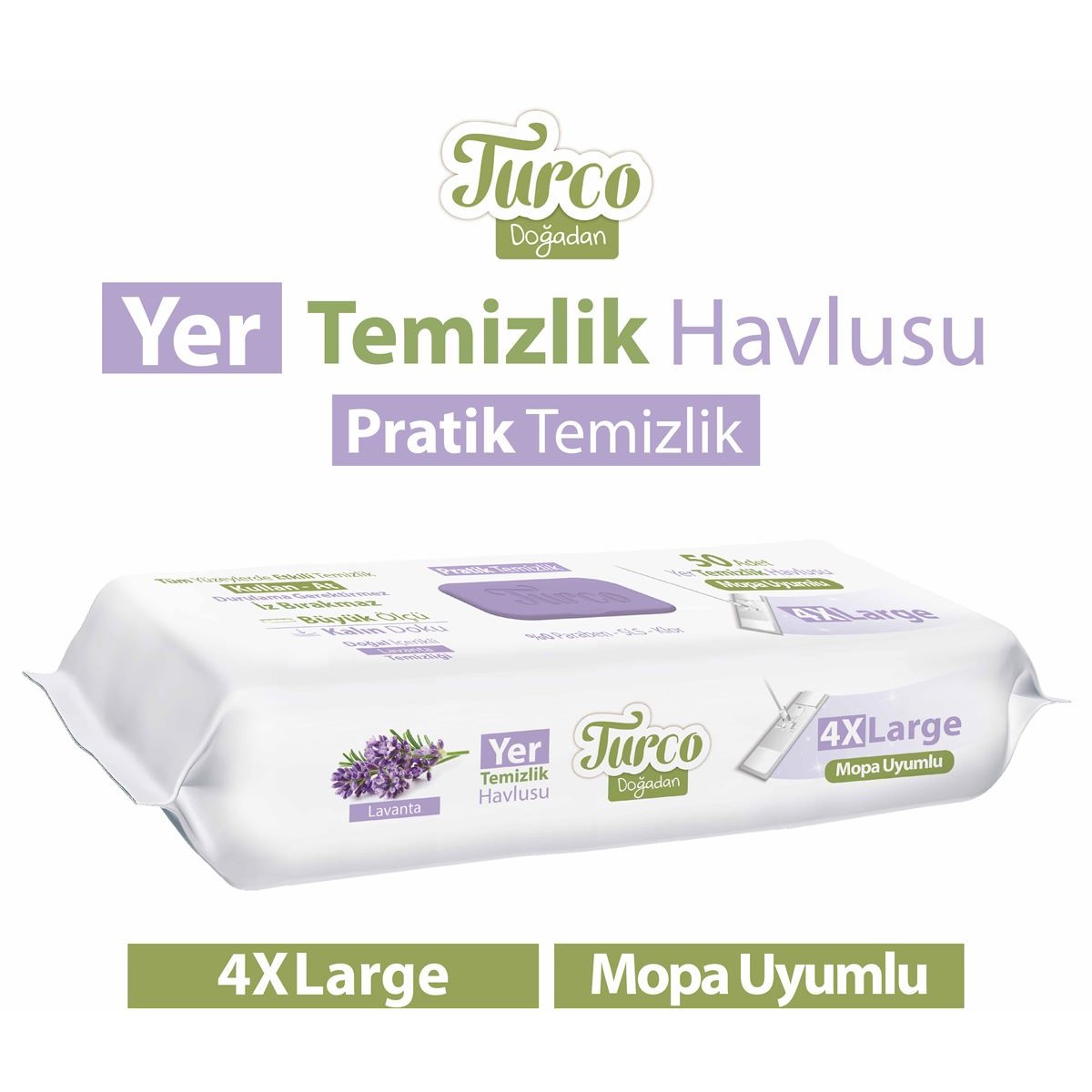 Baby Turco Yer Temizlik Havlusu Mop 50li Lavanta 